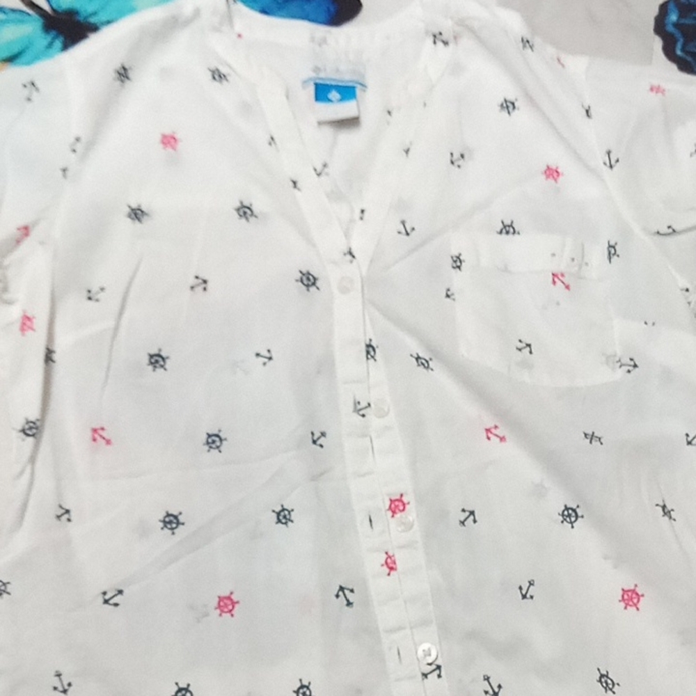 Columbia White Button-Down with Nautical Accents